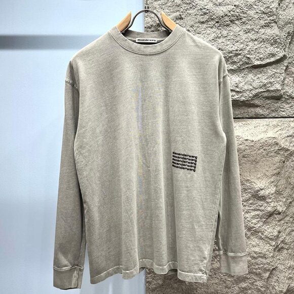 Alexander Wang Gray Long-Sleeved Top - Picture 1 of 9